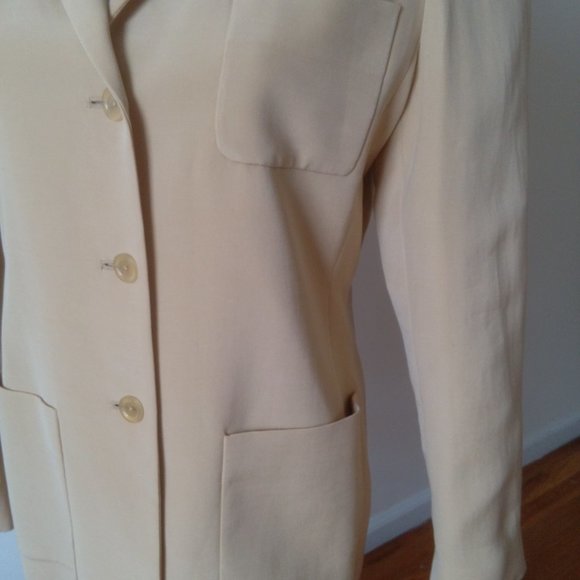 ELLEN TRACY Blazer Single Breasted Jacket Light Yellow Size Petite 12 - Picture 3 of 10